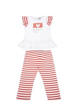 Primigi Komplet t-shirt i legginsy I Love Red 43196571 Biały Regular Fit ze sklepu MODIVO w kategorii Odzież dla niemowląt - zdjęcie 152679029