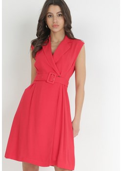 Czerwona Kopertowa Sukienka Mini z Wiskozy z Paskiem Ziceza ze sklepu Born2be Odzież w kategorii Sukienki - zdjęcie 152695047