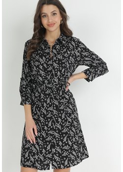 Czarna Koszulowa Sukienka Mini z Wiskozy Aphrorena ze sklepu Born2be Odzież w kategorii Sukienki - zdjęcie 152695278