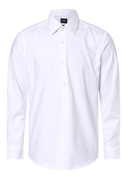 BOSS Koszula męska łatwa w prasowaniu Mężczyźni Slim Fit Bawełna biały wypukły wzór tkaniny kołnierzyk kent ze sklepu vangraaf w kategorii Koszule męskie - zdjęcie 152696937