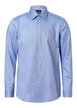 BOSS Koszula męska łatwa w prasowaniu Mężczyźni Slim Fit Bawełna niebieski wypukły wzór tkaniny kołnierzyk kent ze sklepu vangraaf w kategorii Koszule męskie - zdjęcie 152696938
