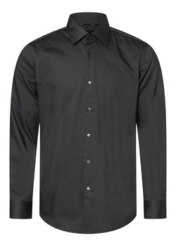 BOSS Koszula męska łatwa w prasowaniu Mężczyźni Slim Fit Bawełna antracytowy wypukły wzór tkaniny kołnierzyk kent ze sklepu vangraaf w kategorii Koszule męskie - zdjęcie 152696939