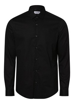 Calvin Klein Koszula męska Mężczyźni Slim Fit Bawełna czarny wzorzysty kołnierzyk kent ze sklepu vangraaf w kategorii Koszule męskie - zdjęcie 152697089