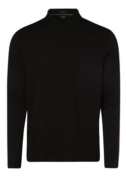BOSS Green Męska koszulka polo Mężczyźni Bawełna czarny jednolity ze sklepu vangraaf w kategorii T-shirty męskie - zdjęcie 152697626