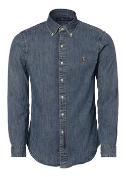 Polo Ralph Lauren Męska koszula jeansowa Mężczyźni Slim Fit Bawełna denim jednolity button down ze sklepu vangraaf w kategorii Koszule męskie - zdjęcie 152698729