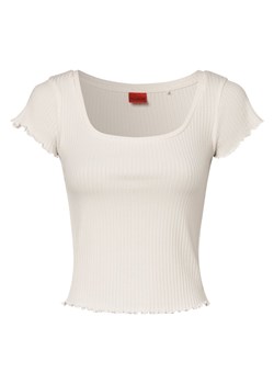 HUGO T-shirt damski Kobiety Modal biały jednolity ze sklepu vangraaf w kategorii Bluzki damskie - zdjęcie 152700037