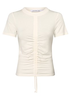 Calvin Klein Jeans T-shirt damski Kobiety Sztuczne włókno écru jednolity ze sklepu vangraaf w kategorii Bluzki damskie - zdjęcie 152700059