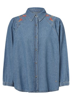 MOS MOSH Damska koszula jeansowa Kobiety Bawełna medium stone jednolity ze sklepu vangraaf w kategorii Koszule damskie - zdjęcie 152700987