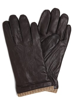 eem Skórzane rękawiczki Mężczyźni skóra czekoladowy jednolity ze sklepu vangraaf w kategorii Rękawiczki męskie - zdjęcie 152702545