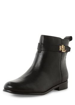 Lauren Ralph Lauren Skórzane botki  Kobiety skóra czarny jednolity ze sklepu vangraaf w kategorii Botki - zdjęcie 152702988