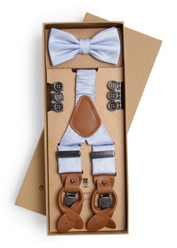 Prince BOWTIE Zestaw akcesoriów dla mężczyzn z jedwabiu Mężczyźni Jedwab jasnoniebieski wypukły wzór tkaniny ze sklepu vangraaf w kategorii Szelki - zdjęcie 152703406