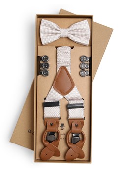 Prince BOWTIE Zestaw akcesoriów dla mężczyzn z jedwabiu Mężczyźni Jedwab beżowy wypukły wzór tkaniny ze sklepu vangraaf w kategorii Muchy - zdjęcie 152703409