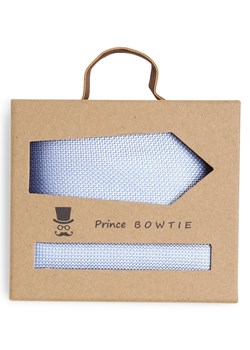 Prince BOWTIE Krawat i poszetka z jedwabiu Mężczyźni Jedwab jasnoniebieski wypukły wzór tkaniny ze sklepu vangraaf w kategorii Krawaty - zdjęcie 152703419