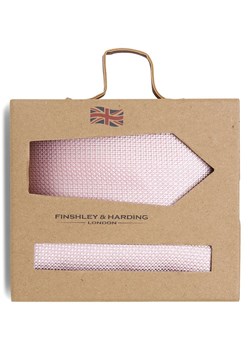 Finshley & Harding London Krawat i poszetka z jedwabiu Mężczyźni Jedwab różowy wypukły wzór tkaniny ze sklepu vangraaf w kategorii Krawaty - zdjęcie 152703805