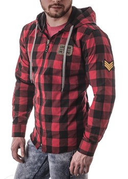 Męska bluza/koszula z kapturem rl60 - czerwona ze sklepu Risardi w kategorii Koszule męskie - zdjęcie 152885069