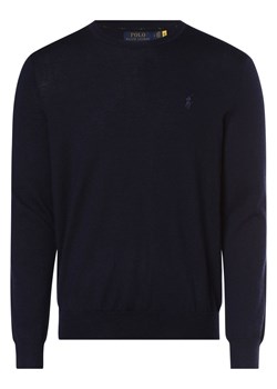 Polo Ralph Lauren Męski sweter z wełny merino Mężczyźni Wełna merino granatowy jednolity ze sklepu vangraaf w kategorii Swetry męskie - zdjęcie 152907219