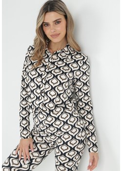 Czarno-Biała Koszula w Mozaikowy Wzór Atmis ze sklepu Born2be Odzież w kategorii Koszule damskie - zdjęcie 152909369