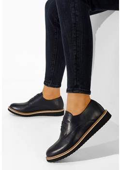 Granatowe oxfordy damskie skórzane Casilas ze sklepu Zapatos w kategorii Półbuty damskie - zdjęcie 152937817
