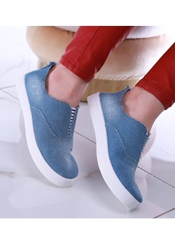 Wsuwane niebieskie tenisowki slip on /F4-3 13465 S079/ ze sklepu Pantofelek24.pl w kategorii Trampki damskie - zdjęcie 152939676