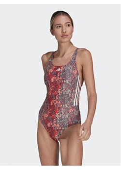 adidas Strój kąpielowy 3-Stripes Graphic Swimsuit HR4384 Beżowy ze sklepu MODIVO w kategorii Stroje kąpielowe - zdjęcie 152945478