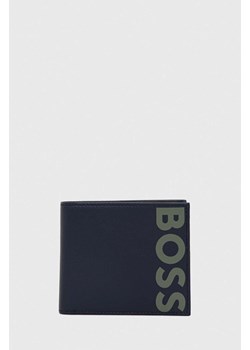BOSS portfel skórzany męski kolor granatowy ze sklepu ANSWEAR.com w kategorii Portfele męskie - zdjęcie 152949669