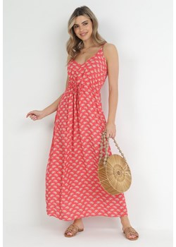 Czerwona Sukienka z Wiskozy na Ramiączkach Stephne ze sklepu Born2be Odzież w kategorii Sukienki - zdjęcie 153017855