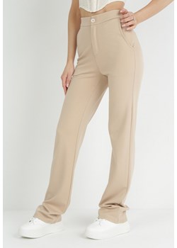 Beżowe Szerokie Spodnie Maellia ze sklepu Born2be Odzież w kategorii Spodnie damskie - zdjęcie 153022935