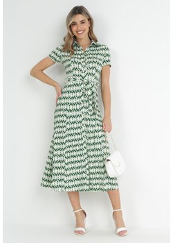 Zielona Koszulowa Sukienka Maxi z Materiałowym Paskiem Rainora ze sklepu Born2be Odzież w kategorii Sukienki - zdjęcie 153023255