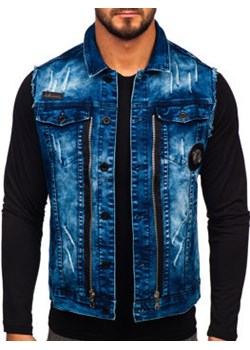 Granatowa jeansowa kamizelka męska Denley G115 ze sklepu Denley w kategorii Kamizelki męskie - zdjęcie 153030868