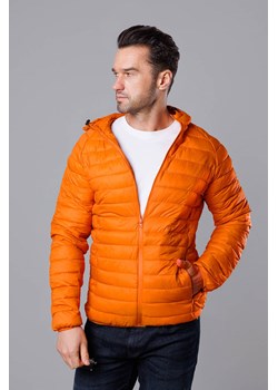 Pikowana kurtka męska z kapturem pomarańczowa (HM112-22) ze sklepu goodlookin.pl w kategorii Kurtki męskie - zdjęcie 153031389