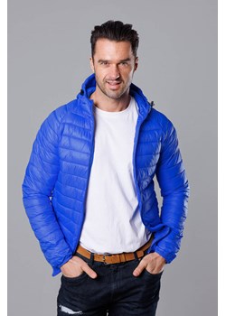 Pikowana kurtka męska z kapturem niebieska (HM112-40) ze sklepu goodlookin.pl w kategorii Kurtki męskie - zdjęcie 153031487