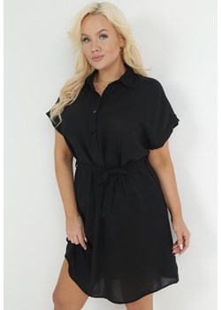 Czarna Koszulowa Sukienka z Krótkim Rękawem i Wiązaniem w Pasie Mistie ze sklepu Born2be Odzież w kategorii Sukienki - zdjęcie 153052888