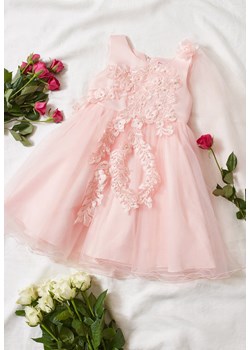 Różowa Balowa Sukienka Ozdobiona Różami Perełkami i Tiulem Namiko ze sklepu Born2be Odzież w kategorii Sukienki dziewczęce - zdjęcie 153053095