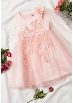 Różowa Sukienka Balowa z Wiązaniem w Talii i Dekoracyjną Różą z Tiulem Alymena ze sklepu Born2be Odzież w kategorii Sukienki dziewczęce - zdjęcie 153053098