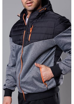 Sportowa kurtka męska z łączonych materiałów czarny-pomarańcz (8M901-392) ze sklepu goodlookin.pl w kategorii Kurtki męskie - zdjęcie 153061478