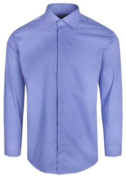 Niebieska Koszula Bawełniana z Krytą Plisą, Taliowana, Długi Rękaw - QUICKSIDE KSDWQUICK172527niebplisa ze sklepu JegoSzafa.pl w kategorii Koszule męskie - zdjęcie 153067987