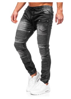 Czarne spodnie jeansowe joggery męskie Denley MP0088N ze sklepu Denley w kategorii Jeansy męskie - zdjęcie 153088038