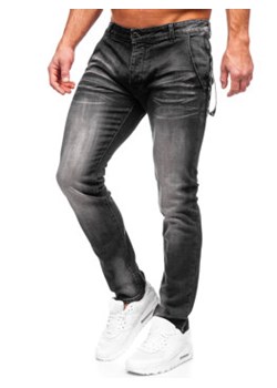 Czarne spodnie jeansowe męskie slim fit Denley MP0091N ze sklepu Denley w kategorii Jeansy męskie - zdjęcie 153088047