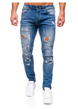 Granatowe spodnie jeansowe męskie slim fit Denley MP0086BS ze sklepu Denley w kategorii Jeansy męskie - zdjęcie 153088059