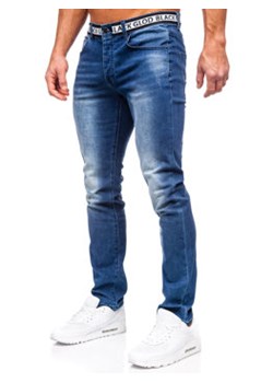 Granatowe spodnie jeansowe męskie slim fit Denley MP0083BS ze sklepu Denley w kategorii Jeansy męskie - zdjęcie 153088078