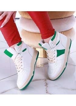 Biało zielone trampki z wysoką cholewką /G1-3 13501 T285/ ze sklepu Pantofelek24.pl w kategorii Buty sportowe damskie - zdjęcie 153123039