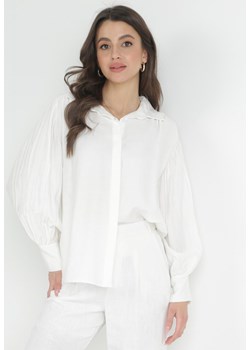 Biała Koszula z Plisowanymi Rękawami Pascala ze sklepu Born2be Odzież w kategorii Koszule damskie - zdjęcie 153135725
