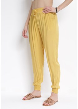 Żółte Spodnie Lid ze sklepu Born2be Odzież w kategorii Spodnie damskie - zdjęcie 153138525