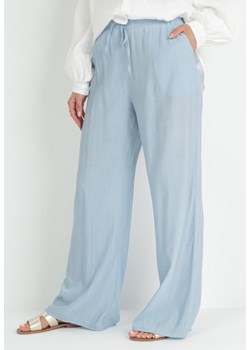 Niebieskie Spodnie z Gumką w Pasie Angelona ze sklepu Born2be Odzież w kategorii Spodnie damskie - zdjęcie 153138719