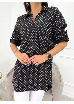 Czarna Koszula Oversize w Groszki ze sklepu ModnaKiecka.pl w kategorii Koszule damskie - zdjęcie 153153775