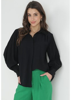 Czarna Koszula z Plisowanymi Rękawami Pascala ze sklepu Born2be Odzież w kategorii Koszule damskie - zdjęcie 153154437