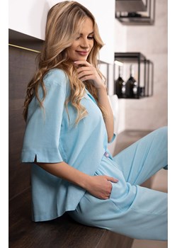 Piżama damska z lnu Bounty Blue, Kolor błękitny, Rozmiar S, Momenti per me ze sklepu Intymna w kategorii Piżamy damskie - zdjęcie 153159187