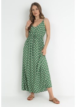 Zielona Sukienka z Wiskozy na Ramiączkach Stephne ze sklepu Born2be Odzież w kategorii Sukienki - zdjęcie 153161448