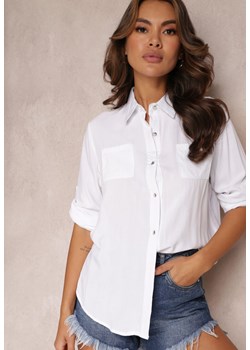 Biała Koszula z Wiskozy z Guzikami i Długimi Rękawami z Możliwością Podpięcia Memona ze sklepu Renee odzież w kategorii Koszule damskie - zdjęcie 153194795
