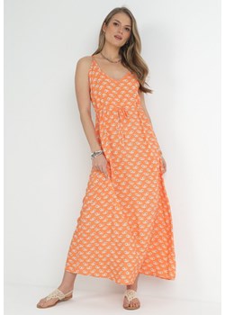 Pomarańczowa Sukienka z Wiskozy na Ramiączkach Stephne ze sklepu Born2be Odzież w kategorii Sukienki - zdjęcie 153195367